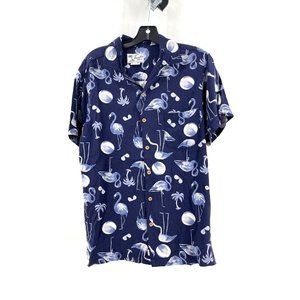 Trunks Surf & Swim Co Beachwear Hawaiian Men's Shirt Palm Trees Flamingos Small